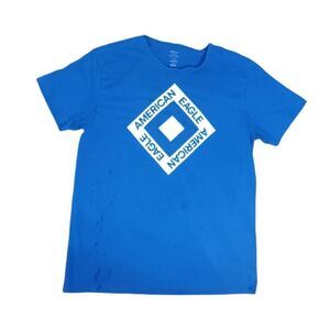American Eagle Diamond Logo T-shirt Sz L Blue Tee